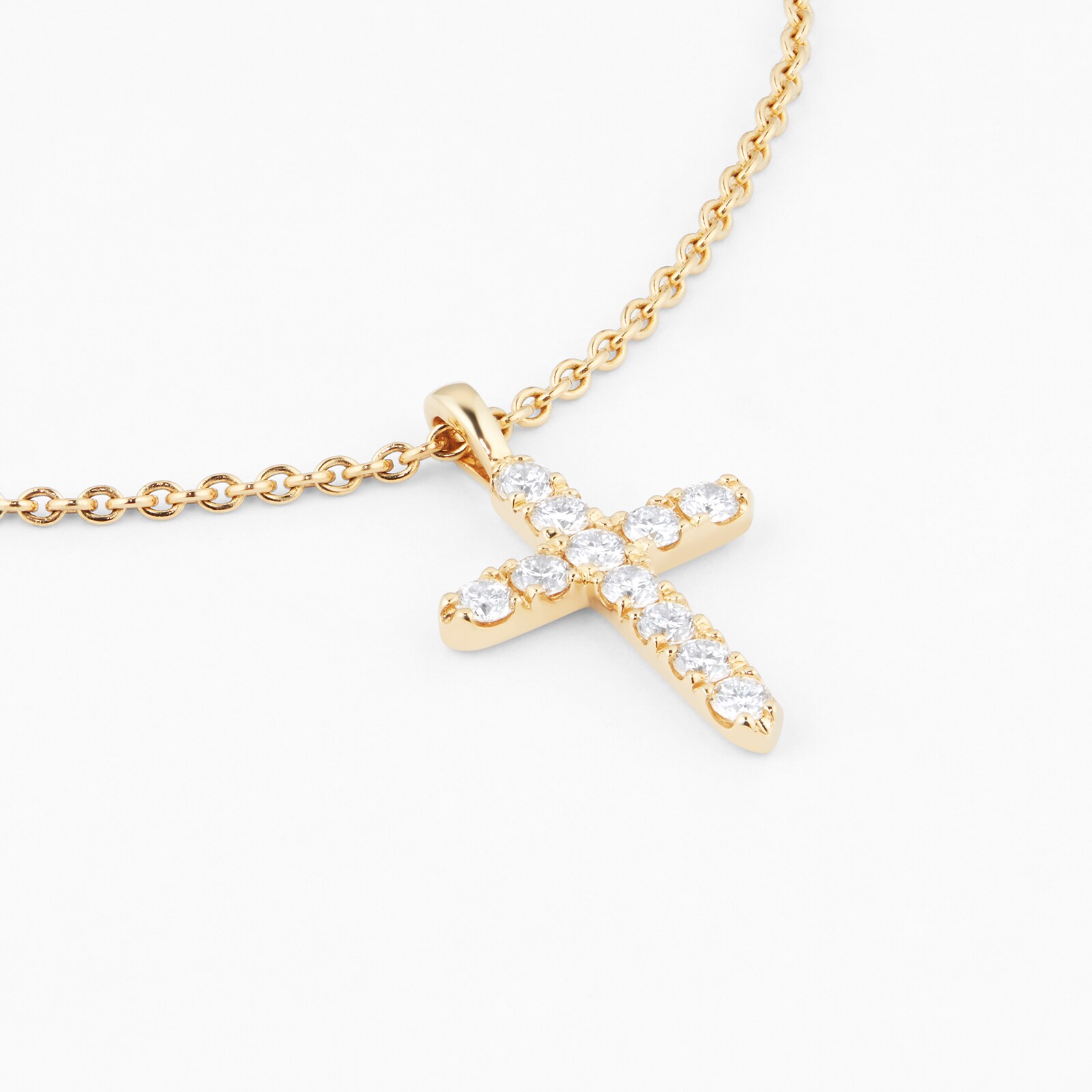 18ct White Gold Diamond Half Rubbed Diamond Cross Pendant. AJ0.26 - franco